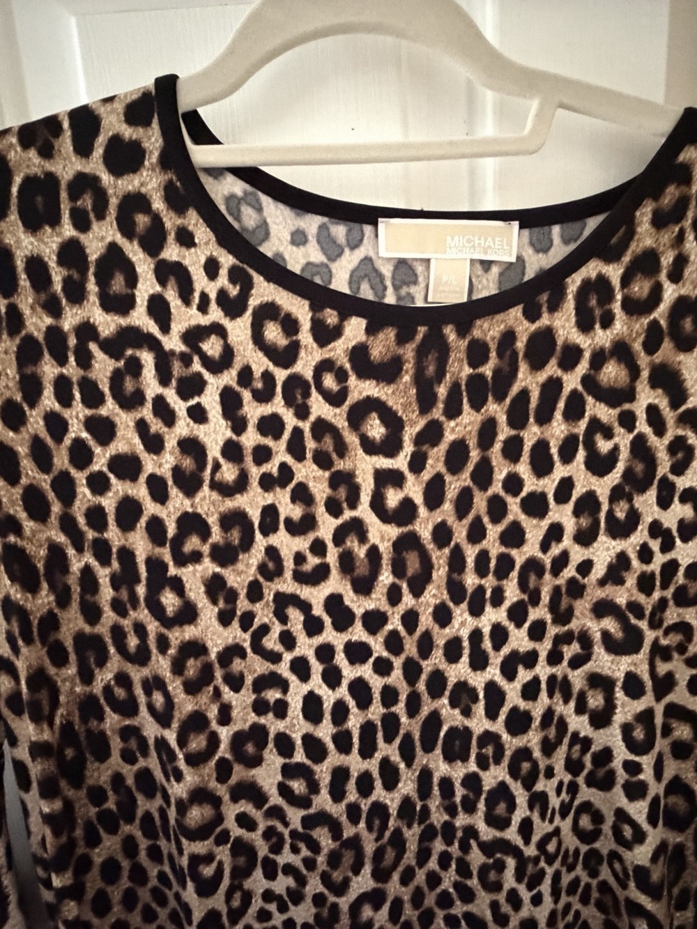 Michael Kors leopard print dress w Ruffle Bottom, L/P, like new - Picture 3 of 10